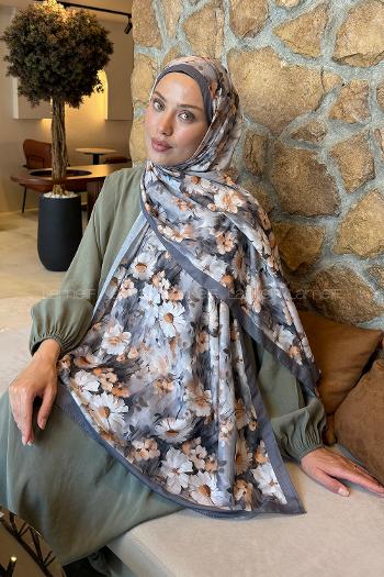 Lamelif Papatya Desen Lara Soft Şal Antrasit