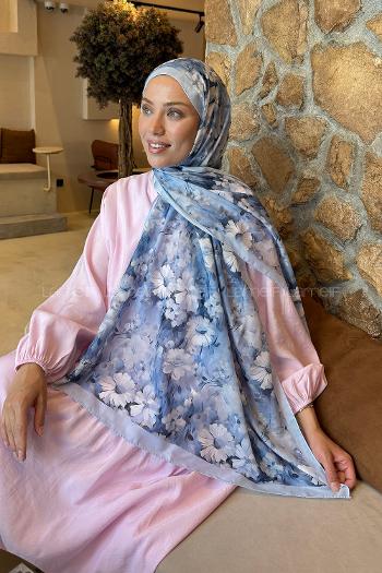 Lamelif Papatya Desen Lara Soft Şal Bebe Mavisi