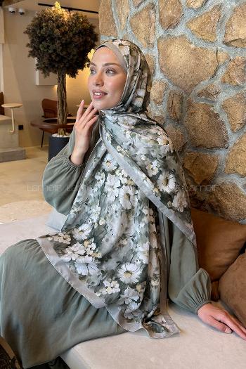 Lamelif Papatya Desen Lara Soft Şal Mint Yeşili