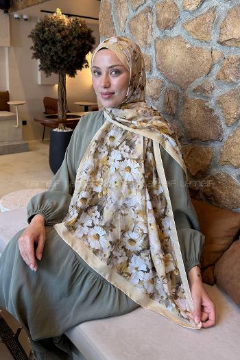 Yellow Cotton Striped Printed Shawl