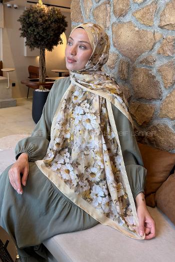 Yellow Cotton Striped Printed Shawl