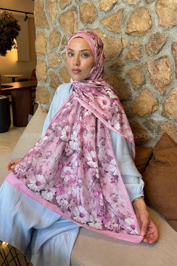 Lamelif Papatya Desen Lara Soft Şal Seker Pembe