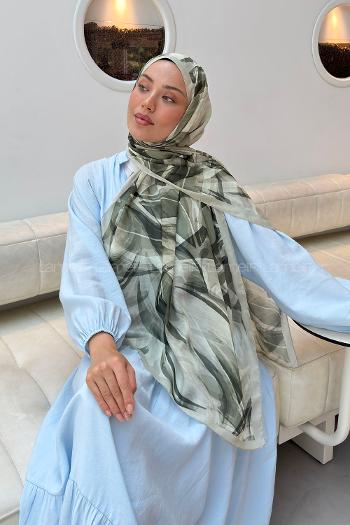 Mint Green Cotton Fabric Flowering Shawl