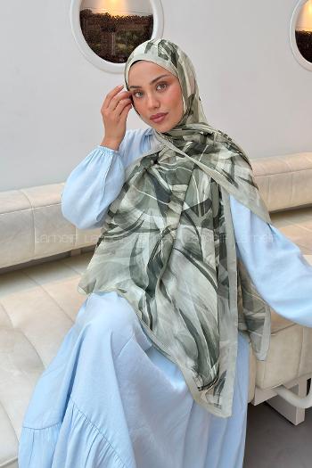 Mint Green Cotton Fabric Flowering Shawl