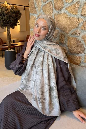 Lamelif Çiçek Desen Lara Soft Şal Mint Yeşili