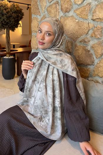 Lamelif Çiçek Desen Lara Soft Şal Mint Yeşili