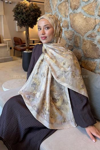 Lamelif Çiçek Desen Lara Soft Şal Su Yeşili