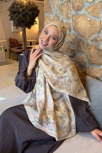 Lamelif Çiçek Desen Lara Soft Şal Su Yeşili