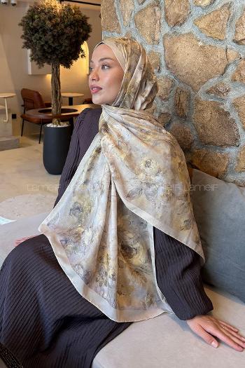 Lamelif Çiçek Desen Lara Soft Şal Su Yeşili