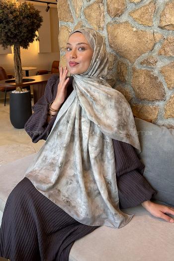 Lamelif Flower Desen Lara Soft Şal Küf Yeşili