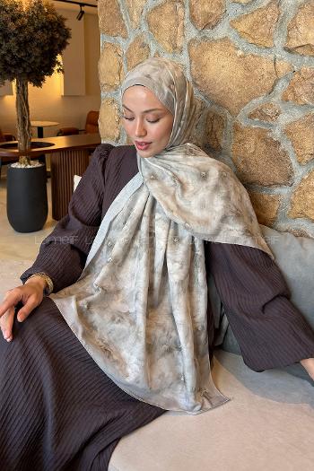 Lamelif Flower Desen Lara Soft Şal Küf Yeşili