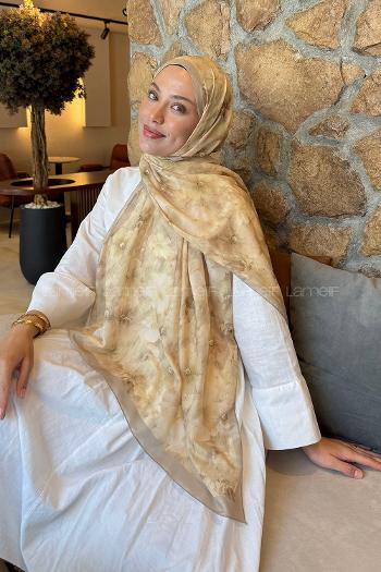 Lamelif Flower Desen Lara Soft Şal Mint Yeşili