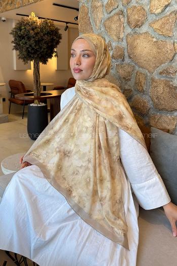 Lamelif Flower Desen Lara Soft Şal Mint Yeşili