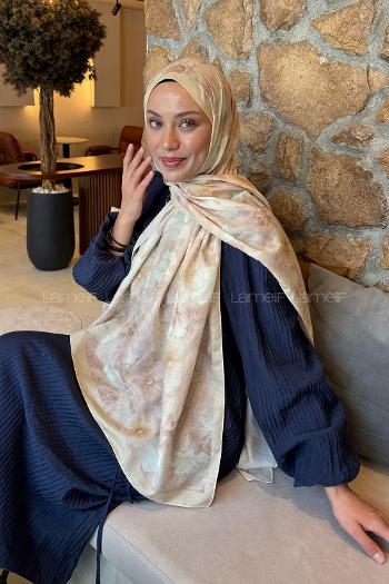 Lamelif Flower Desen Lara Soft Şal Sarı