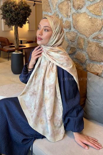 Lamelif Flower Desen Lara Soft Şal Sarı