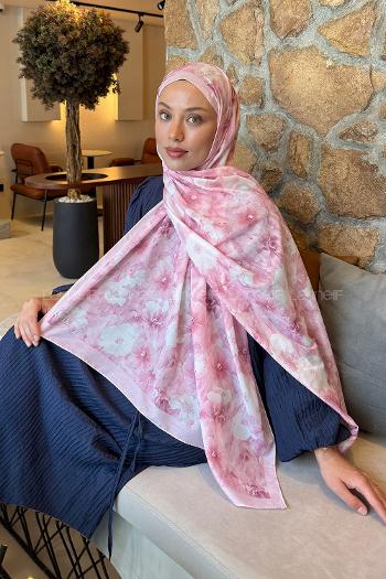 Candy Pink Cotton Striped Printed Shawl