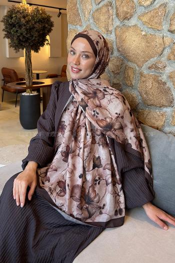 Lamelif Manolya Desen Lara Soft Şal Acı Kahve