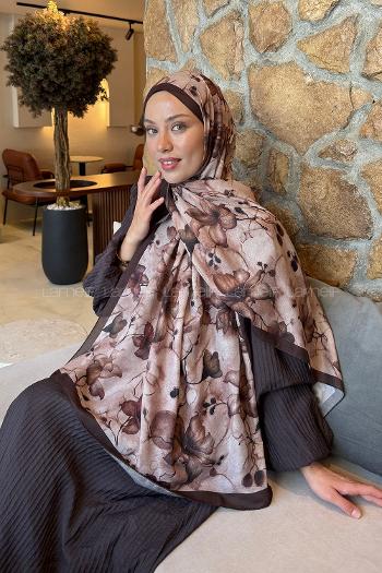 Lamelif Manolya Desen Lara Soft Şal Acı Kahve
