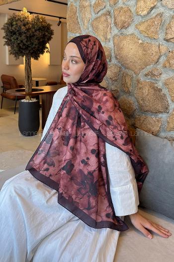 Lamelif Manolya Desen Lara Soft Şal Koyu Bordo