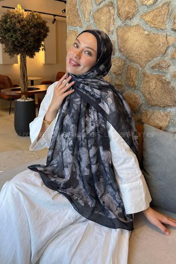 Lamelif Manolya Desen Lara Soft Şal Siyah