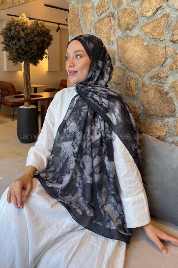 Lamelif Manolya Desen Lara Soft Şal Siyah