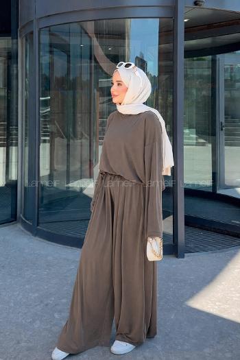 Lamelif Pile Detaylı Oysho Salaş Takım Toprak Rengi