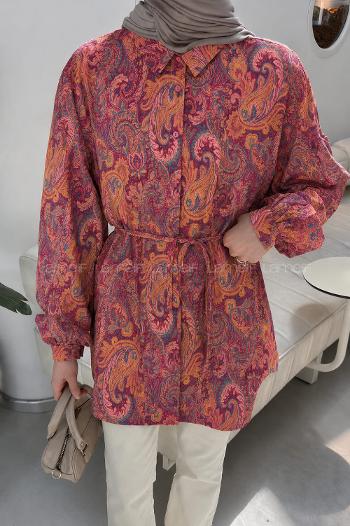 Tile Shirt Collar Long Arm Sandy Fabric Printed Shirt