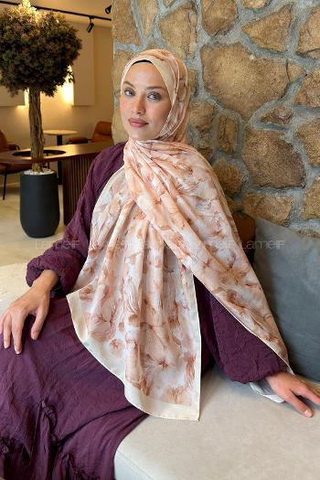 Lamelif Lale Desen Lara Soft Şal Sarı