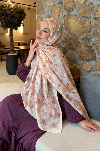 Lamelif Lale Desen Lara Soft Şal Sarı