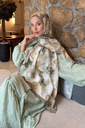 Mint Green Cotton Striped Printed Shawl
