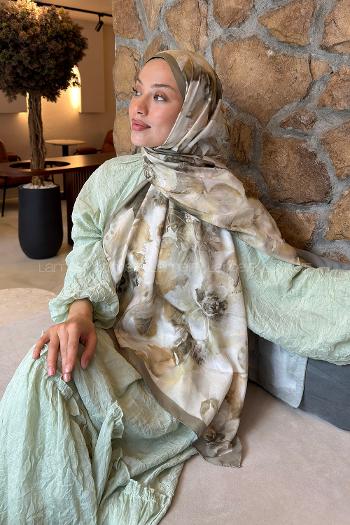 Mint Green Cotton Striped Printed Shawl