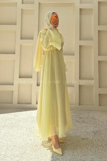 Yellow Peter Pan Collar Viscose Unprinted Dresess