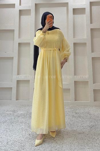 Yellow Mock Turtle Neck Unprinted Dresess