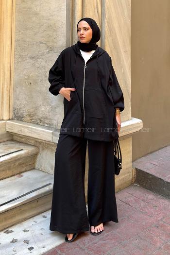 Lamelif Salaş Kesim Modal Spor İkili Takım Siyah