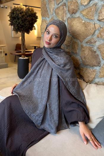 Anthracite Cotton Fabric Printed Shawl