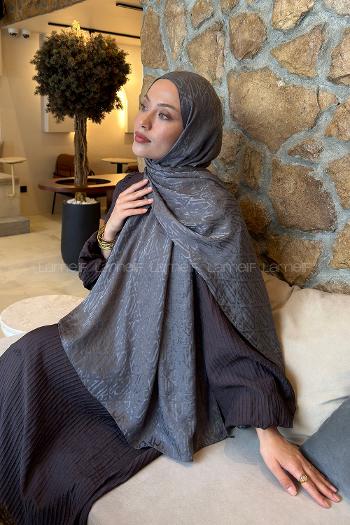 Anthracite Cotton Fabric Printed Shawl