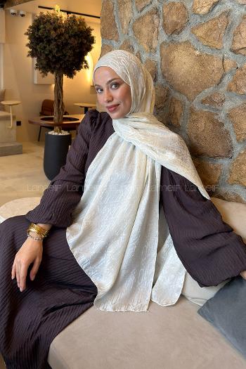 Ecru Cotton Fabric Printed Shawl