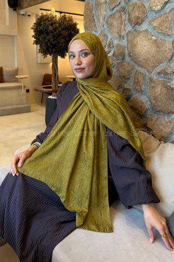Oil Green Cotton Fabric Printed Shawl