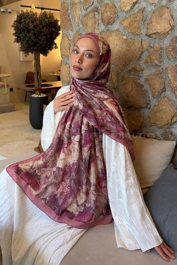 Lamelif Vintage Flower Desen Bambu Şal Gül Kurusu