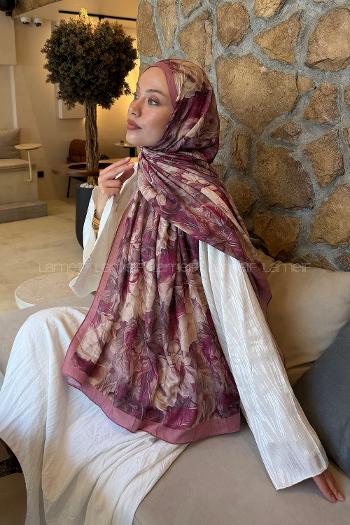 Lamelif Vintage Flower Desen Bambu Şal Gül Kurusu