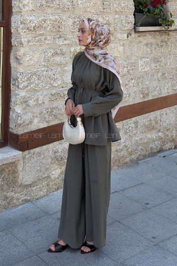 Khaki Crew Neck Long Arm Modal Regular Trousers Comfortable Suit
