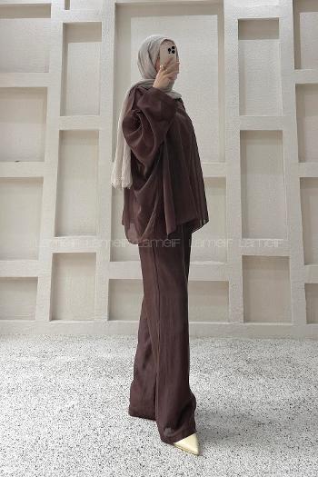 Bitter Brown Crew Neck Long Arm Cotton Regular Trousers Comfortable Suit