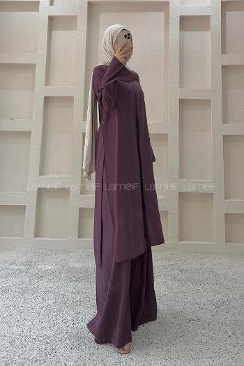 Eggplant Purple Crew Neck Long Arm Modal Regular Trousers Comfortable Suit