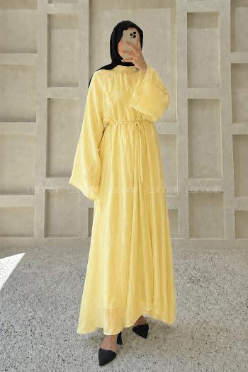 Yellow Neckband Cotton Dresess