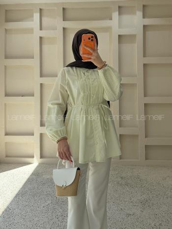 Yellow Shirt Collar Long Arm Cotton Polyester Shirt