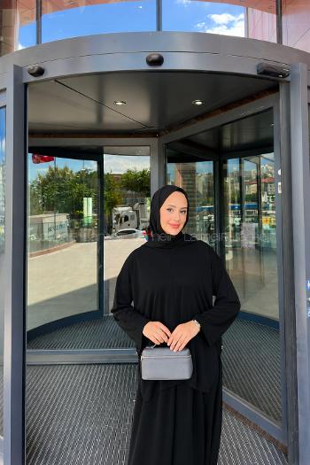 Lamelif Yırtmaç Detaylı Oysho Pike Etekli Takım Siyah