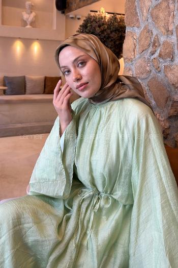 Lamelif Batik Desen Soft Eşarp Asker Yeşili