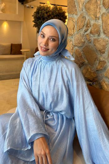 Lamelif Batik Desen Soft Eşarp Bebe Mavisi