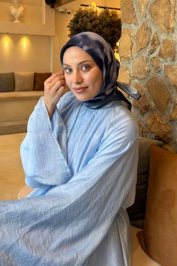 Lamelif Batik Desen Soft Eşarp Lacivert