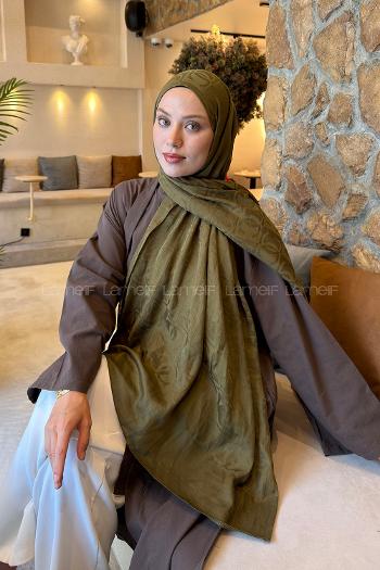 Army Green Cotton Fabric Printed Shawl